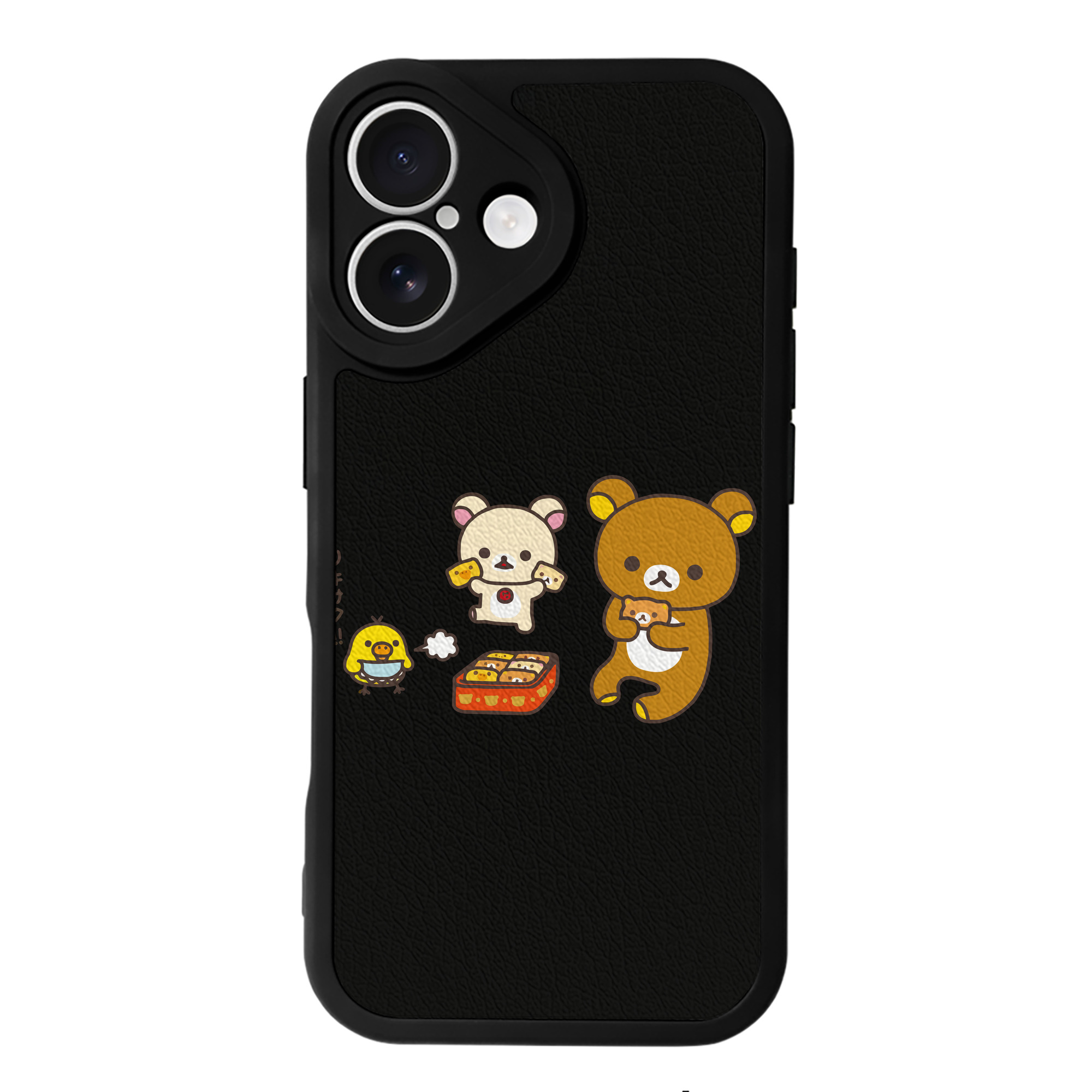 （画像用） リラックマ リラックマ キイロイトリ Rilakkuma Korilakkuma Kiiroitori 【iPhone 16シリーズ対応】シリコンスマホケース（レザー調） 材質：シリコン